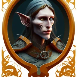 Wood elf warrior, art nouveau, portrait