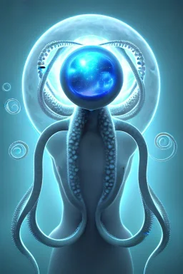 Orb with Tentacles over human, interfering with his perception of reality