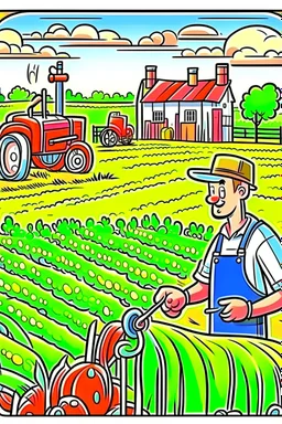 hand painted smart farming cartoon