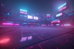 cyberpunk football stadium, cyberpunk, full body, realistic, intricately detailed, neon lighting, vivid colors, neon, futuristic, 64k, unity engine, bloom,cinematic lighting,blue tone, octane render.