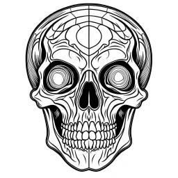 very simple Coloring page for beginers with skull, very Bold outlines and white background