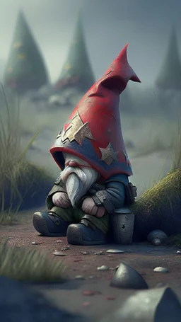 lonely gnome in the battlefield