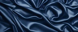 Beautiful dark blue silk satin background. Soft folds on shiny fabric. Luxury background with space for design. Web banner. Flat lay, Table top view. Christmas, Valentine's Day.