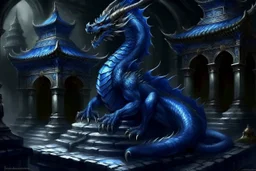 A dark blue dragon palace painted by Zosan