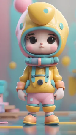 Tiny cute toy, standing character, soft smooth lighting, soft pastel colors, skottie young, 3d blender render, polycount, modular constructivism, pop surrealism, physically based rendering, square image​.