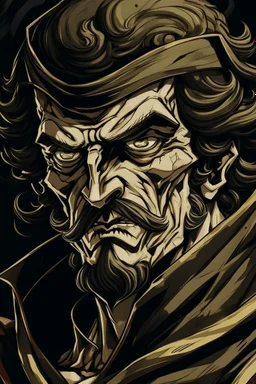 Portrait of the villain Krahador, from One Piece manga, Caravaggio style