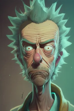 A portrait of Rick from Rick and Morty, human