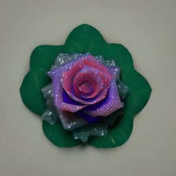 transparent multicolor crystal rose leaf