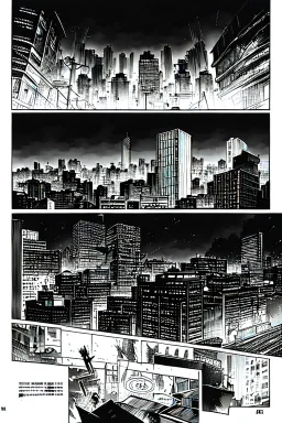 hiroshima nuclear disaster, city destroyed, manga page, greyscale