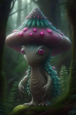 mushroom alien , 3d 4k octane render, lifelike, photorealistic, artstation, illustration, smooth, sharp focus, ornate, intricate, complex, highly detailed, digital painting, smooth, art by tom bagshaw, akihiko yosh