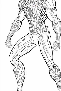 outline art An evolved Spider Man. Superman... advanced cinematic lighting, high resolution 3D render art coloring pages with witch, white background, Sketch style, full body, use outline, Mandala style, clean line art, white background, no shadows and clear and well