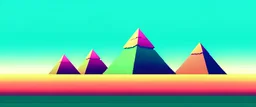 great pyramids of giza flat design, not to complex, modern, 4k epic composition, flat vector art illustration, turquoise green and pink colours, long shot -- no text, fonts, letters, words, watermark --ar 5:7