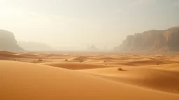 A surreal desert scene, with tachisme techniques used to depict a mirage of a city in the distance, blending seamlessly with the natural surroundings.