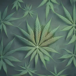 generate a smokey weed wallpaper with asymetrical random weed pattern placement