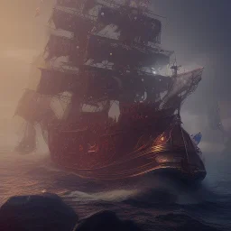 Pirate ship, cinematic,cinematic lighting, 8k, resolution concept art, dynamic lighting, hyperdetailed intricately detailed, octane render,unreal engine, centered.