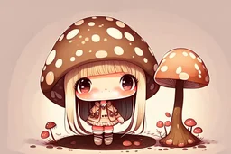 cute chibi girl as a mushroom