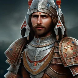 portrait of a warrior with turk man themed armour, extremely detailed, UHD, 8k,The close-up camera effect,sharp focus, perfect position,hyperphotorealistic