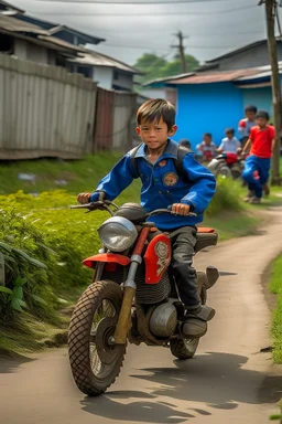 anak berangkat sekolah dikejar motor sergama sekolah menengah pertama