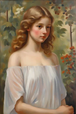 oil painting Vladimír Stříbrný, portrait of a naked charming young girl standing