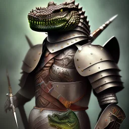 photograph of a warrior with crocodile themed armour. extremely detailed. dslr. 8 5 mm.