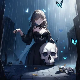 Skull's Queen, raining, Butterflies everywhere,