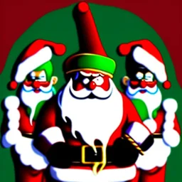 there is no kebabs at christmas, evil Santa, evil gnomes running around, king diamond, flaming eyes, evil Rudolf, evil Frosty, kebabs and kebab