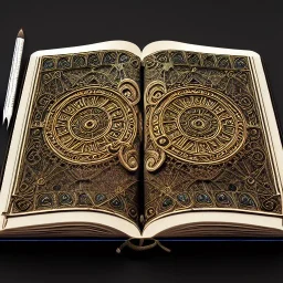 an ancient ornate intricate spell book, cinematic, realistic, intricate details, photorealistic, octane render, 8k, artstation