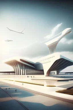 un diseño arquitectónico para un aeropuerto moderno en forma rectangular