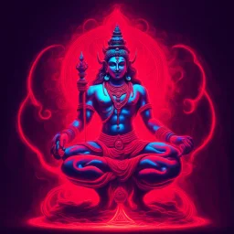 God shiva Demonic image in neon red color pallet