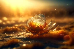 "epic close up of a luminous double exposure frozen flower, golden sunset, glittering sand, cool front illumination only, glamurous, fantasy illustration, sparks, glitter, grainy, noise, cinematic, deep depth of field, 3D, 16k resolution photorealistic, a masterpiece, breathtaking intricate details, reflective catchlights, high quality"