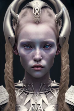 A photo realistic portrait of a stunning viking humanoid Alien princess, who is incredibly sad, 8k, 3d with depth of field hyper realistic