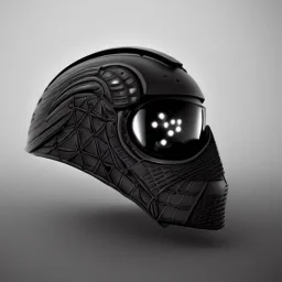 futuristic helmet, sci-fi, bikes, matte black, highly detailed, intricate embossed designs, realistic