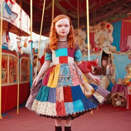 Patchwork dress, beautiful sadie sink at the circus, autochrome