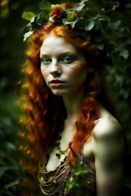 pretty girl, aged 19, ginger, satyr, fantasy, full length