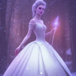 cinderellas ball dress ,magical, snow, sharp, intricate ornate, elegant, highly detailed, frosty white, artstation, concept art, smooth, sharp focus, illustration, 8k,epic fantasy, iridescent accents