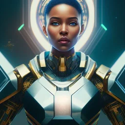 cosmos masterpiece, humanoid sexy cyborg robot with sword hands, sango fantasy, fantasy magic, sharp focus, illustration, highly detailed, digital painting, concept art, matte, artgerm and paul lewin and kehinde wiley, full figure, fit in board, cyber punk, pretty accurate hands face fingers, natural aye, fit within portrait