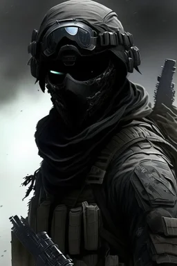 A soldier in the game modern warfare, he wears a solid black creepy helmet that covers his face. He is a sniper, but can also run point. His call sign is Wraith.