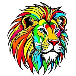 (white background, colourful. Pixar. Disney. use black outline. Cartoon style. Bold and clear outline.) Lion