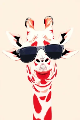 giraffe with sunglasses in the style of warhol