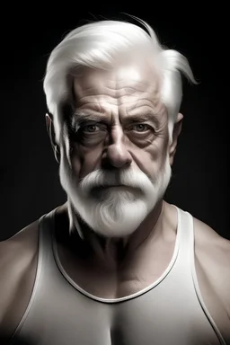 a strong man with a white hair