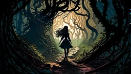 As she delved further into the forest, the path grew narrower and more treacherous. Strange shadows danced between the gnarled trees, and peculiar rustling noises surrounded her. With every step, her heart pounded louder, but she pressed on, determined to uncover the secrets hidden within.