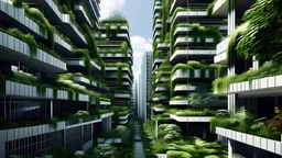 modern city with plants