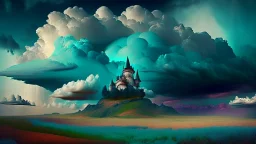 Phantasy landscape with dramatic cloud in moomsdome color