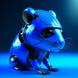 A blue cybernetic gopher wearing a futuristic helmet