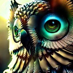 intricate details, realistic, octane, unreal engine, portrait, natural lighting,zoomed out + portrait, volumetric lighting, shiny,extreme detail, Photorealism, High detail, Hyper realistic Owl in forest, macro lens blur,abstract paint, sharp,ef 85mm 5.6, focus, trending by artstation