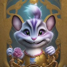 "Cheshire Cat" leading figure of Alice in the wonderland,dressing Disney style,hairstyle Disney style, detailed eyes, elegant,sarcastic smile, by artgerm,Chie Yoshii,Brian Kesinger,Gediminas Pranckevičius,Kilian Eng,reg Rutkowski,Disney