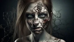 virus girl, cracked skin, horror