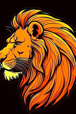 side view of LION, cartoon style, thick outline, low details, Vivid Color