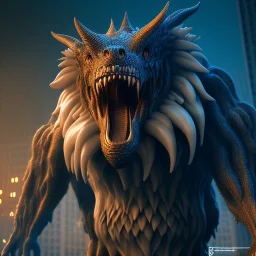 Giant monster, city, unreal engine 5, 8k resolution, photorealistic, ultra detailed, cinematic