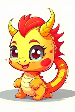 super cute chinese Dragon Chibi character standing, super little cute face, adorable